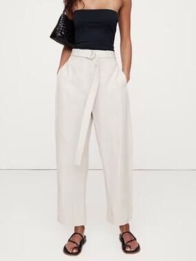 Banana Republic High Rise Tencel Linen Pant Lunar Dust Taupe NEW 20